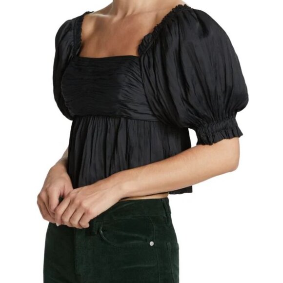 FRAME ! Puff-Sleeve Square Neck Top - Picture 2 of 12